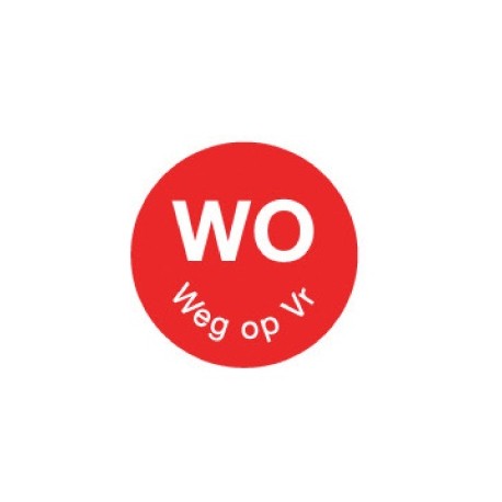 Perm. sticker 'wo weg op vr' 19 mm 1000/rol (1 stuks)