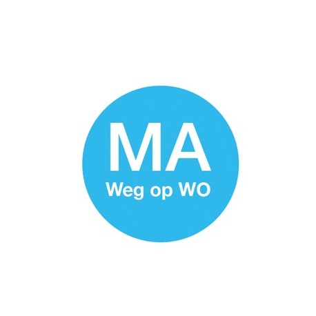 Afwasb. sticker 'ma weg op wo' 19 mm 500/rol (1 stuks)