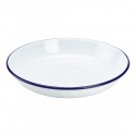 Emaille pastabord met blauwe rand 22 cm (per 12 stuks)